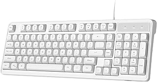 Camiysn Gaming Keyboard, 98 Keys Wired Quiet Computer Keyboard with Ergonomic Keycaps Colorful Backlit, Multimedia Keys, Anti-Ghosting Keyboard for PC/Laptop, White
