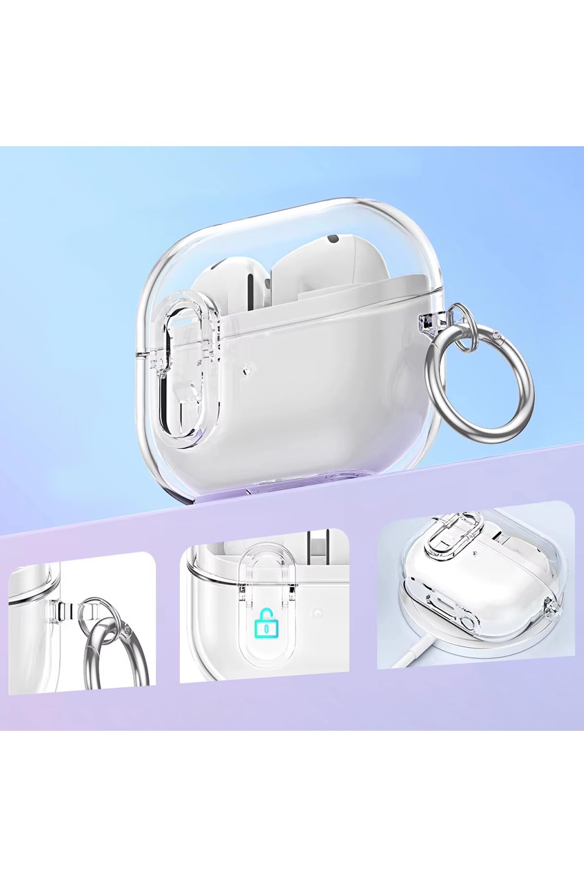 CaseOnn Samsung Galaxy Buds 3 Pro Kılıf Güvenli Kilitli Koruma Kılıfı Füme