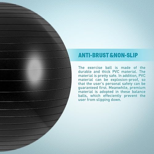 Miniatura 9 de Exercise Yoga Ball Yoga Balance Stability Swiss Ball Support up to 200 lbs