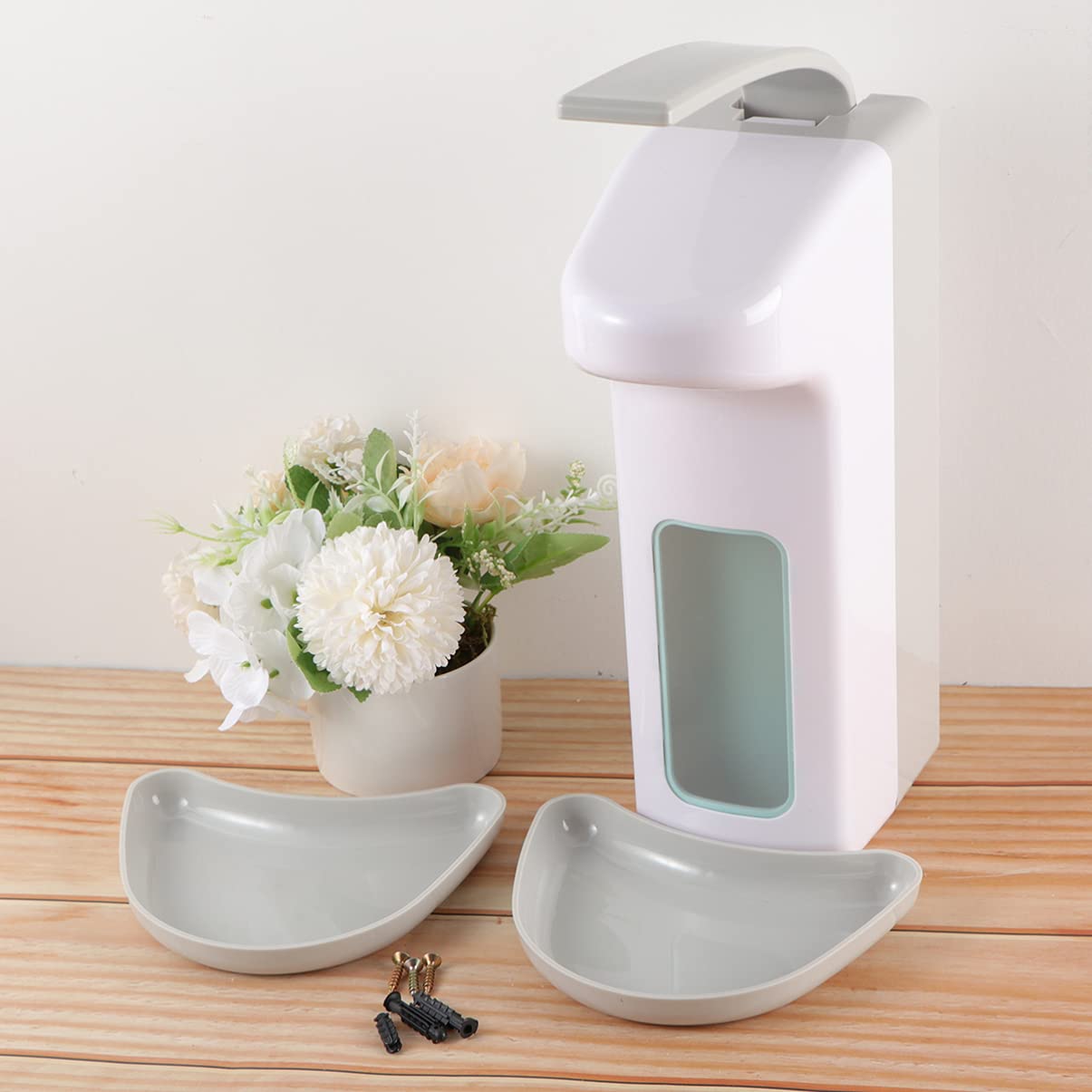 Alipis 1pezzi Dosatore di Sapone da Parete Capacità Liquida Dispenser Manuale Contenitore Sospeso in Acciaio Inox Abs per Uso Bagno Cucina Ufficio Hotel Scuola Ospedale Ristorante