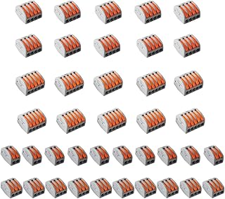 40 Pcs Conductor Compact Wire Connectors, Lever Nut Connector Assortment Conductors Compact Splicing Connectors 2 Port 3 Port 4 Port 5 Port