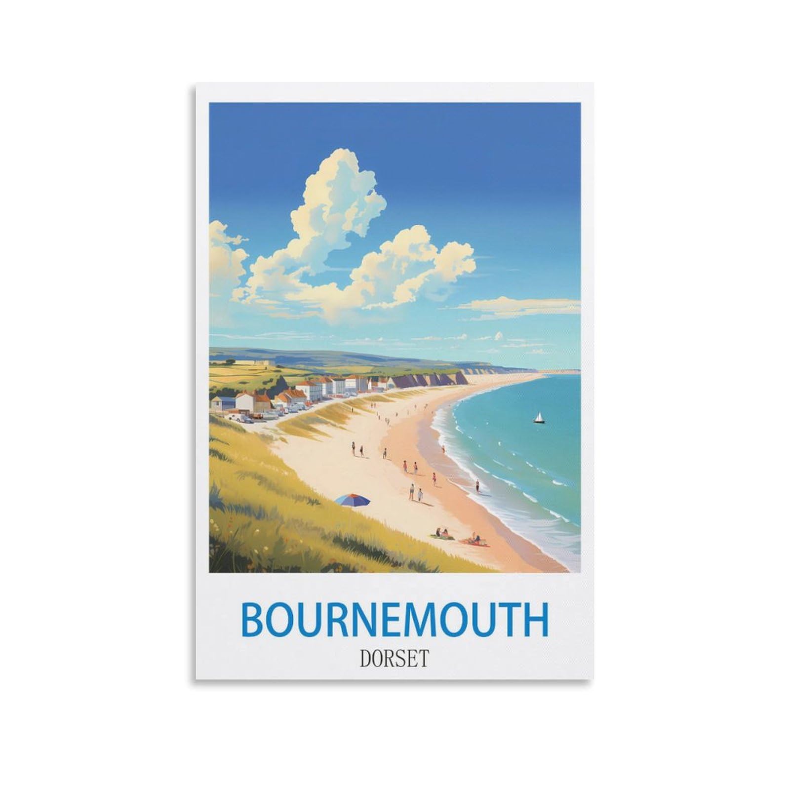 Ndoud Unframe-Style Bournemouth Dorset Vintage Travel Posters 08X12inch(20X30cm) Wall Art Picture Print Canvas Painting For Living Room Home Decor