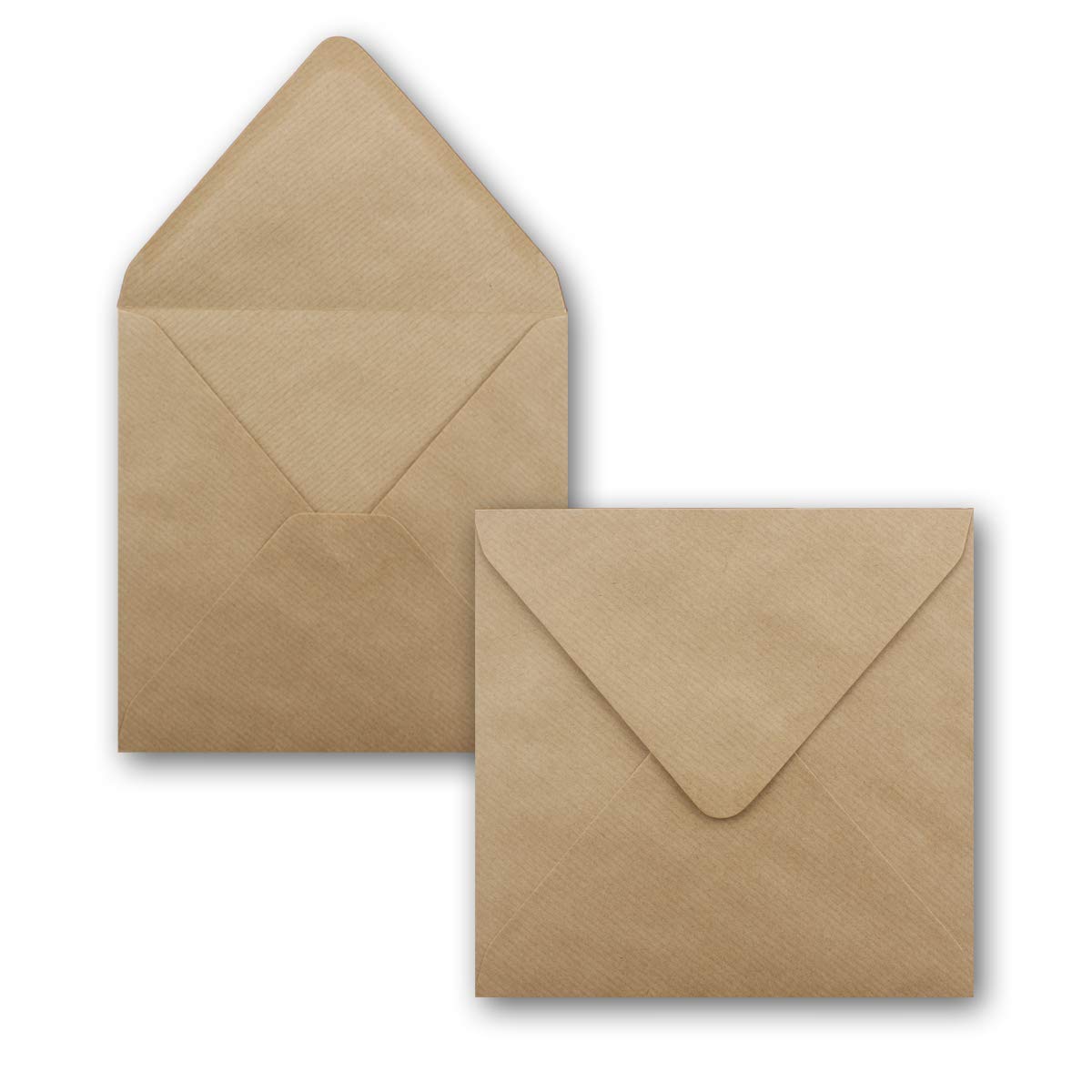 500 kwadratowych kopert z papieru typu kraft prążkowanego - 155 x 155 mm - koperta o gramaturze 110 g/m² - koperty z klapką z naklejaniem na mokro koperty bez okienka - Glüxx Agent