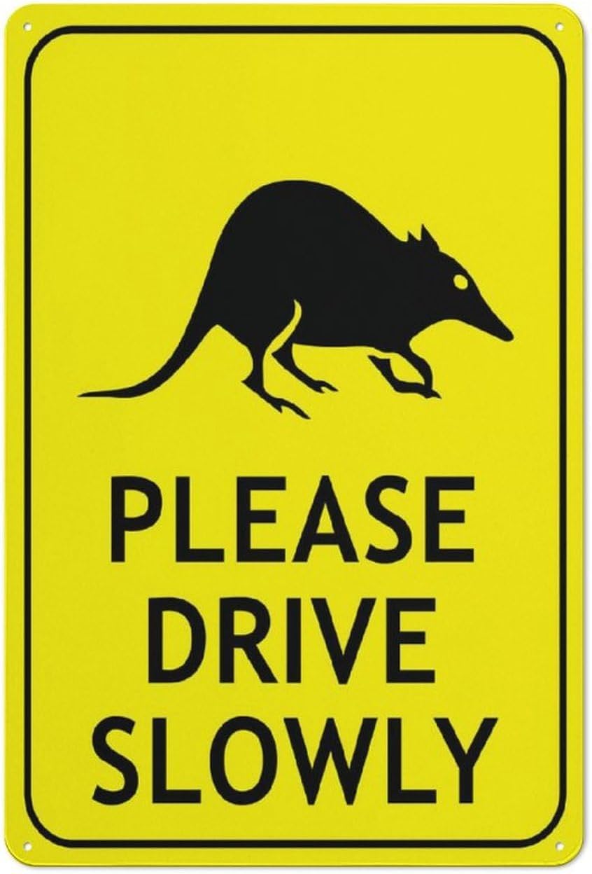 Quenda Please Drive Slowly Bright Yellow Rust Free Aluminum Tin Sign - Decor with Pre-Drilled Holes for Home Garden, Rural Road - 12x16 Inch​