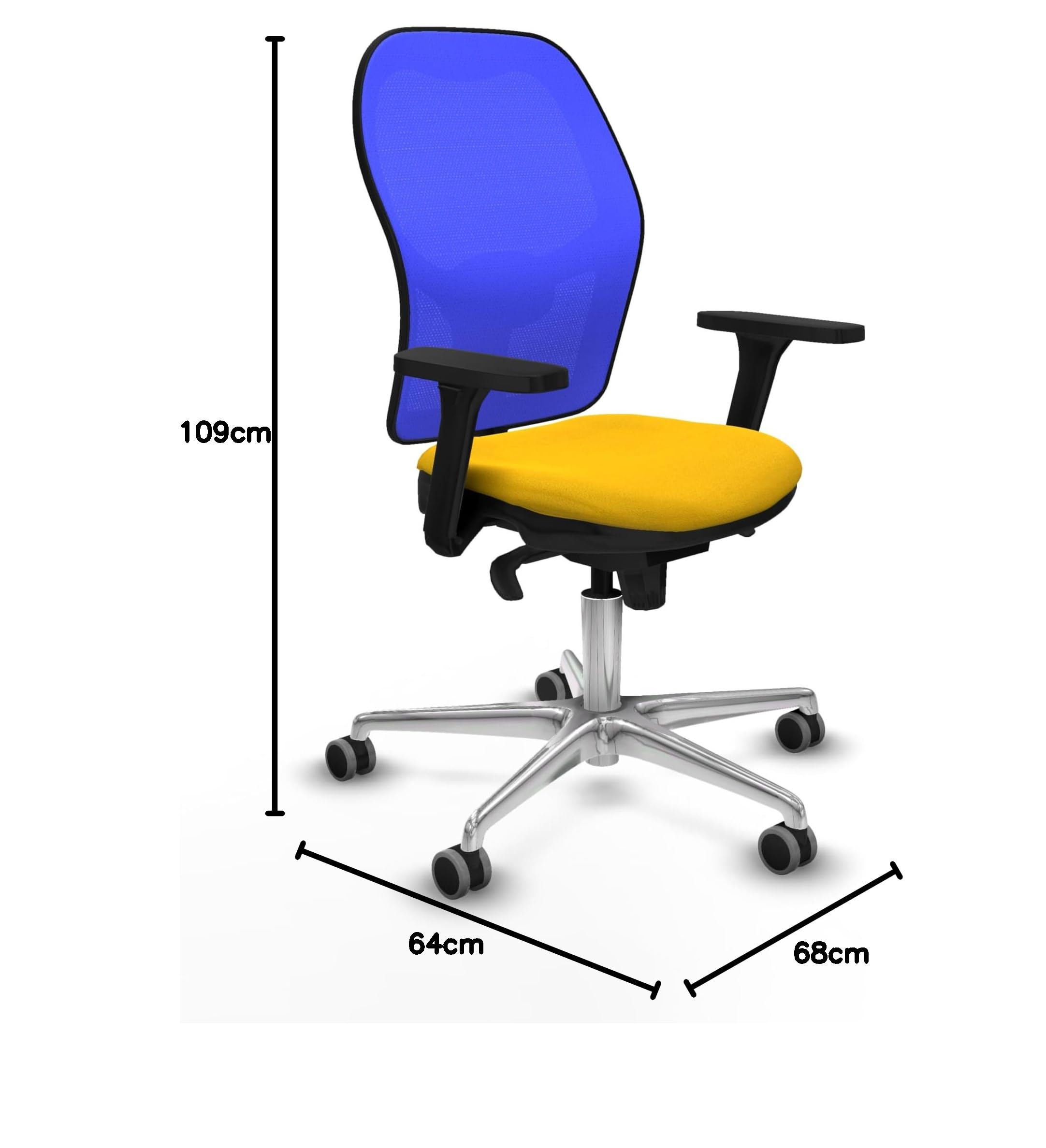 Piqueras y Crespo Silla ergonómica para músicos Jorquera 8 Horas 120 Kg Brazos 3D Sincro 5 Posiciones Sin cabecero Apoyo Lumbar 1D Respaldo Fijo
