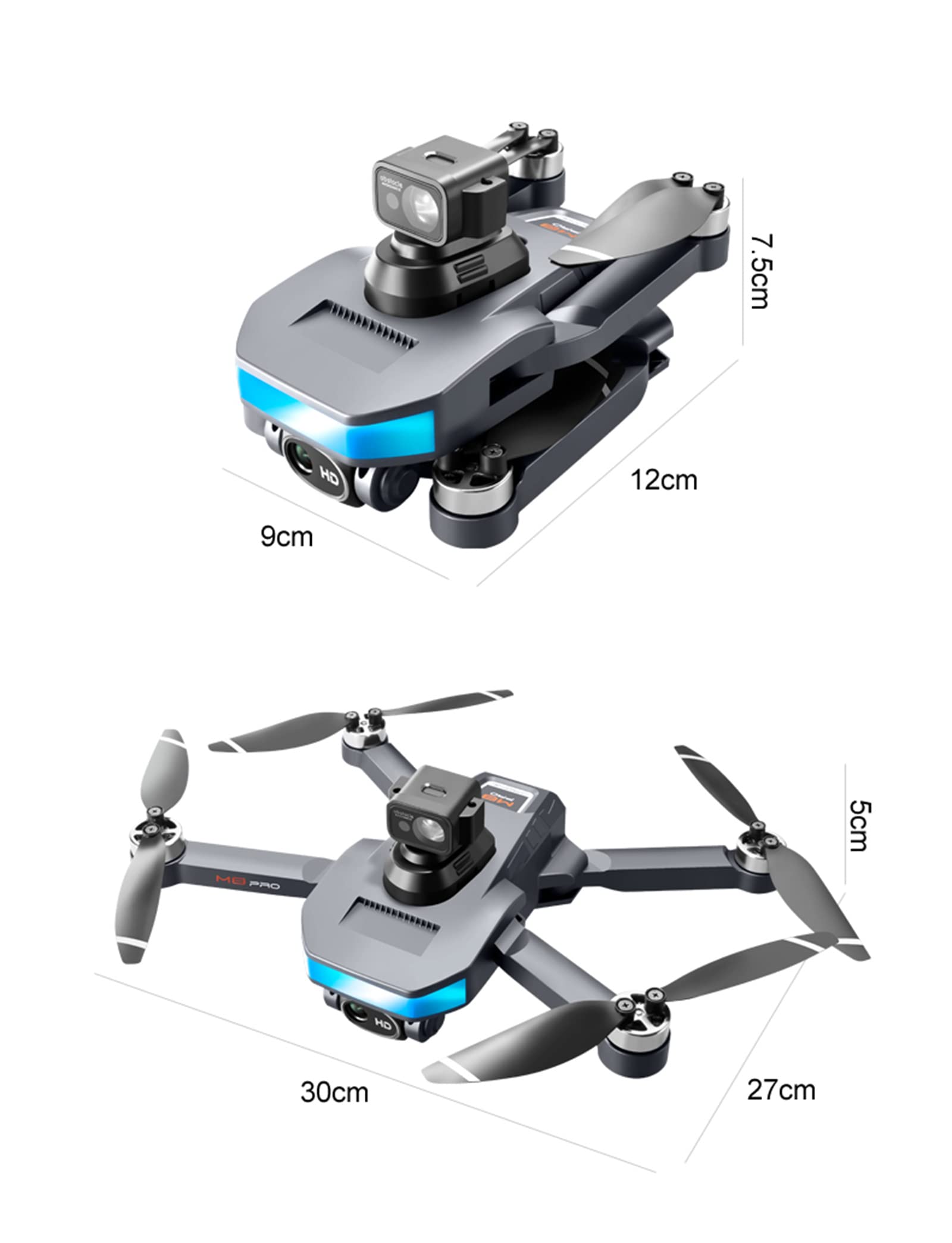 Dron para Niños Adultos con Cámara Ajustable HD 6K, Cuadricóptero RC De Seis Capacidades para Sensor De Gravedad, Vuelo De Trayectoria, Retorno Automático GPS, 2 Baterías