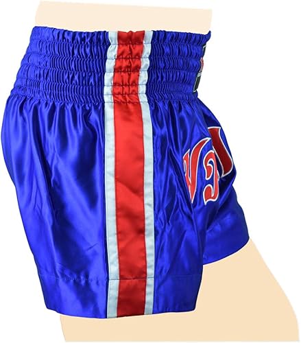 Miniatura 48 de MRX - Pantalones cortos de boxeo para hombre, entrenamiento de lucha y muay thai, boxeo, artes marciales mixtas, BJJ Llama azul/roja,Rojo