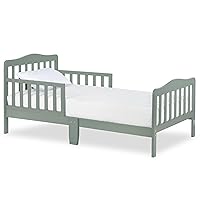 Vista 10 de Dream On Me Cama para niños pequeños de diseño clásico en gris claro, cama de madera baja al piso con rieles de seguridad, certificada GREENGUARD