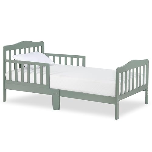 Miniatura 9 de Dream On Me Cama de diseño clásico para niños pequeños en color espresso, cama de madera baja al suelo con rieles de seguridad, certificado