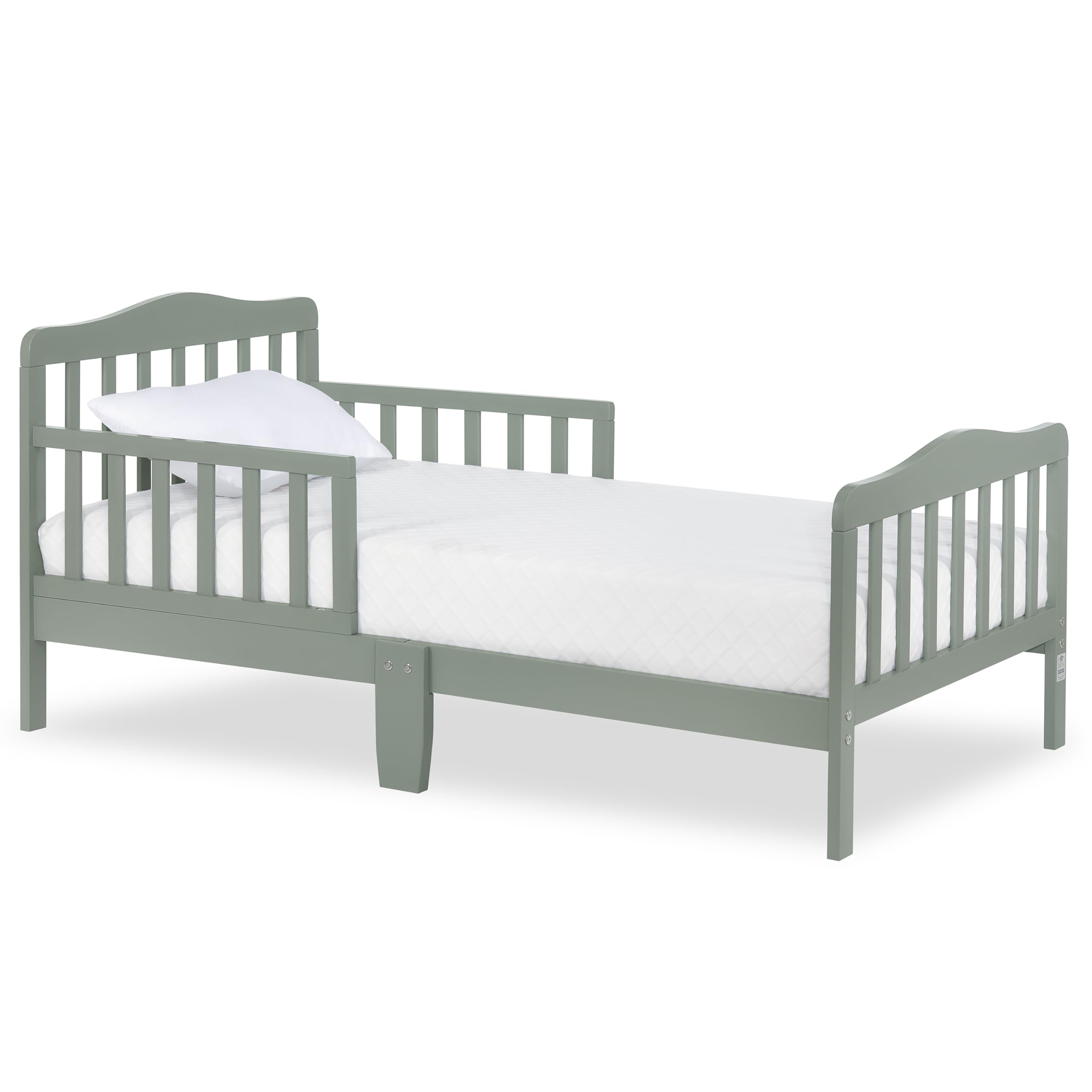Dream On Me Classic Design Toddler Bed in Meadow Green, Low-to-Floor Wooden Bed with Safety Rails, GREENGUARD Gold & BSA Certified, Non-Toxic Finish