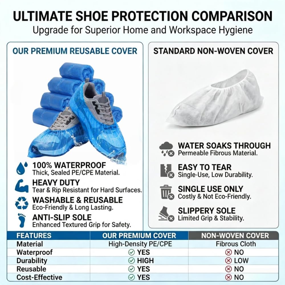 Copriscarpe usa e getta blu extra large 41 x 15 cm, 400 pezzi (200 paia)