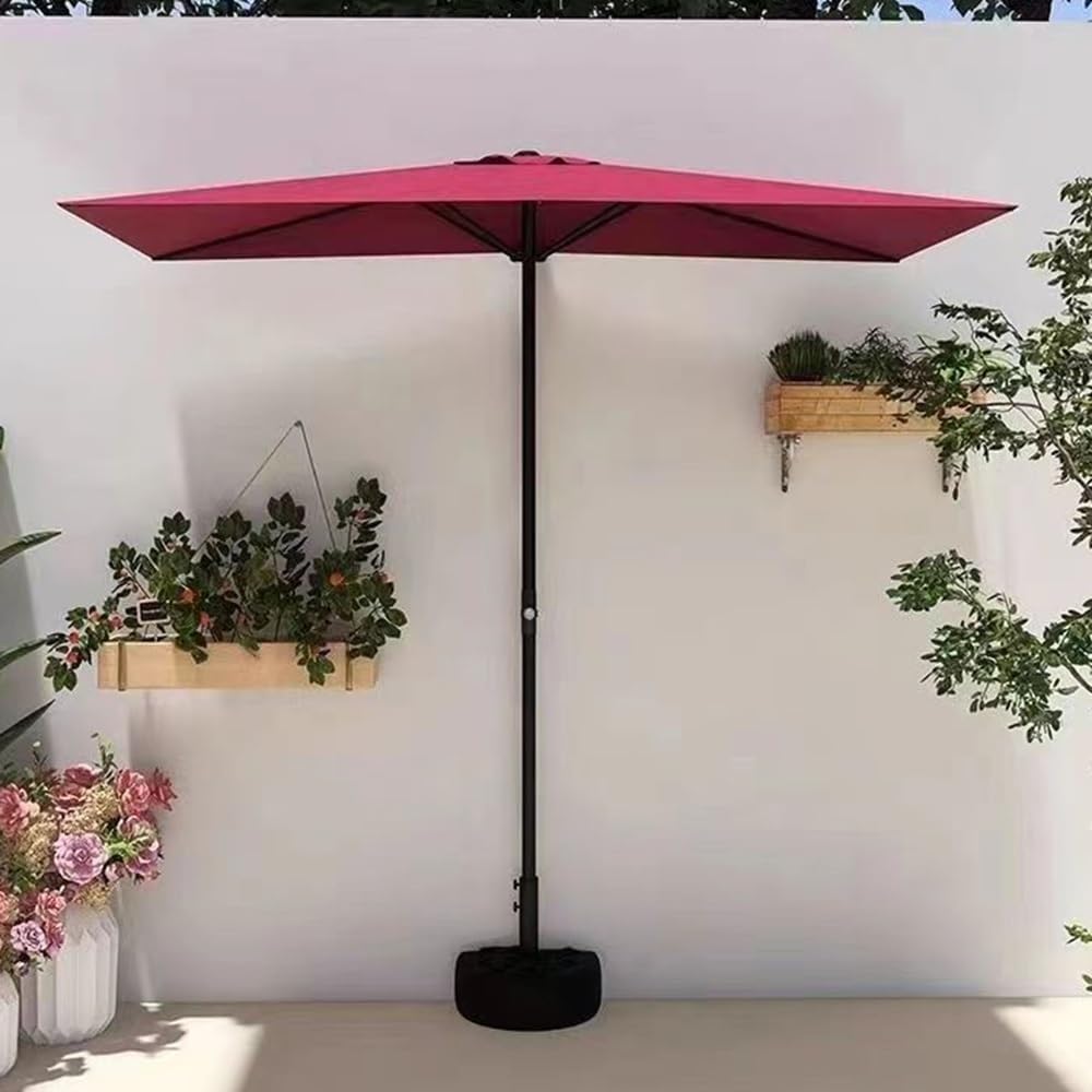 Parasol tarasowy, parasol półotwarty, ścienny 1/2 prostokątny, mały balkonowy, wentylowany za pomocą korby