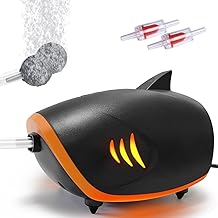 PYPABL Pompe à Air Puissante pour Aquarium 415L/H, 4W Pompe à Oxygène Silencieux à 2 Sorties Métalliques avec Lumière LED, Pompe à Air Réglable pour Aquarium,pour Réservoir 50-750L