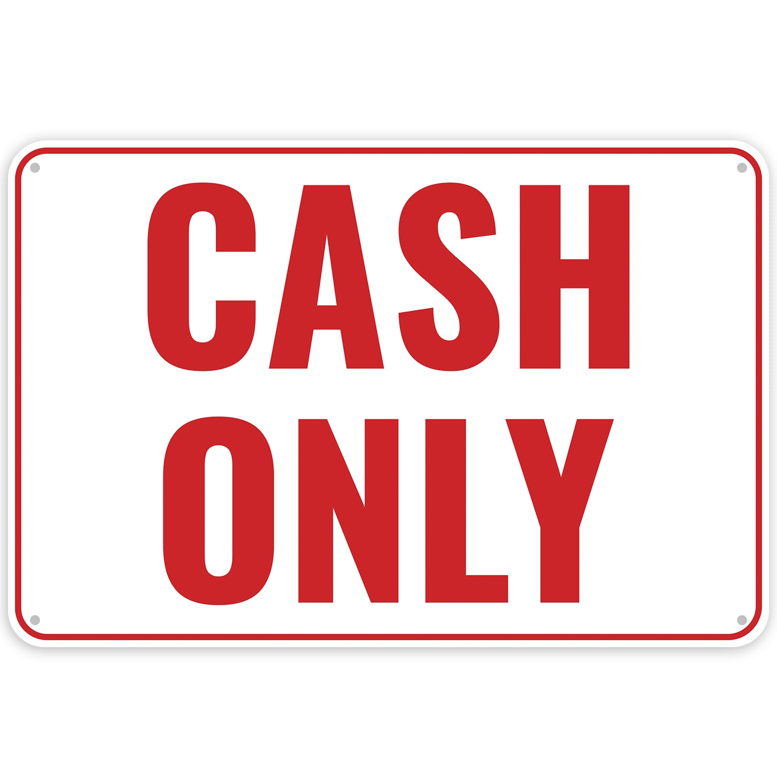 Cash Only Aluminum Sign, Business No Credit Notice Plaque, 12x8 Inch