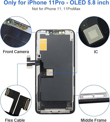 Miniatura 4 de EFAITHFIX para iPhone 11 Pro Reemplazo de pantalla OLED de 5.8 pulgadas NO LCD Display 3D Touch ensamblaje de marco digitalizador con kit de