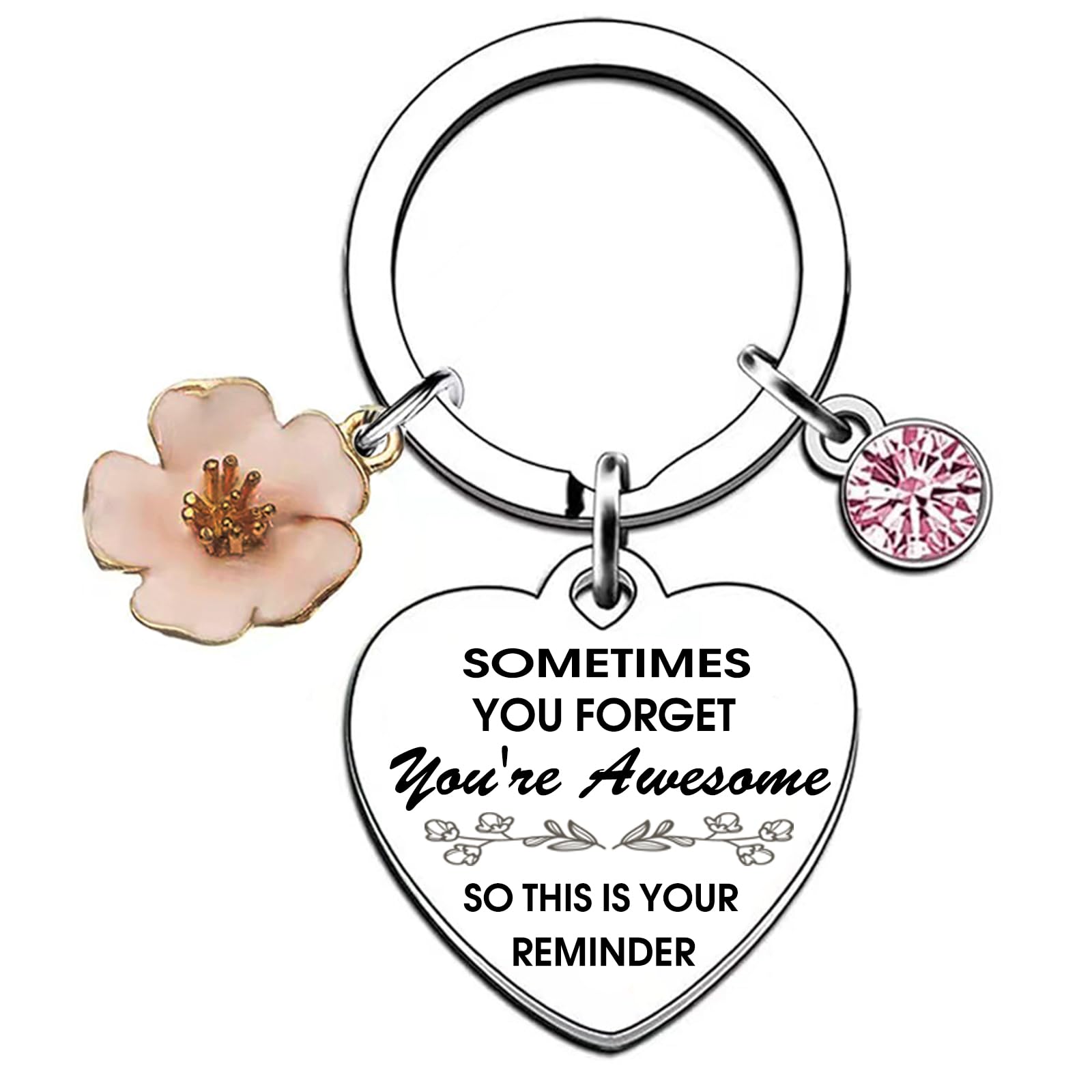 Enstab Women's Encouragement-Silver Inspirational Encouragement Keyring For - Birthday And Mindfulness Gifts For Her, Girls (Encouragement-Silver)