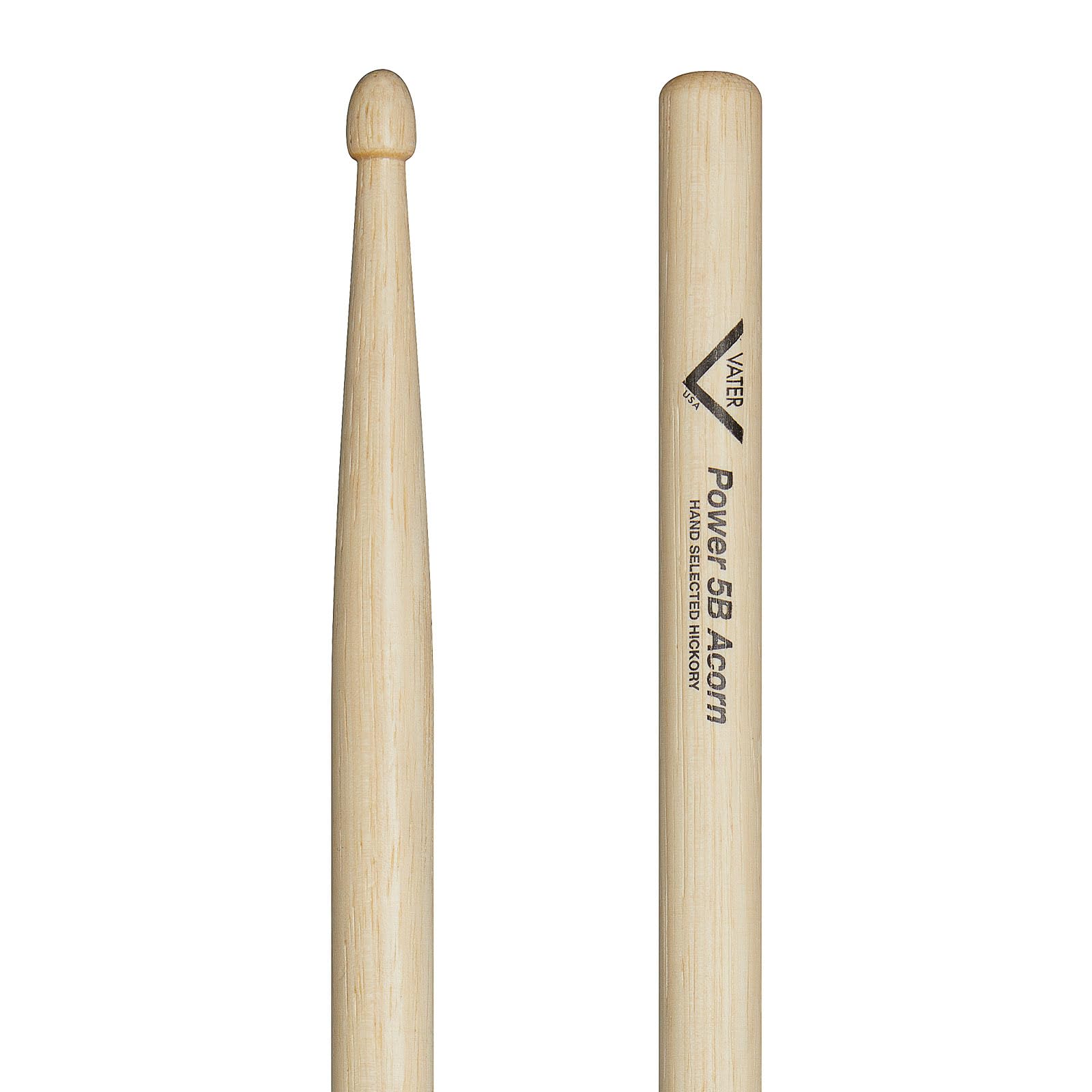Vater - Power 5B (Acorn Wood Tip) American Hickory Drumsticks - VHP5BAW