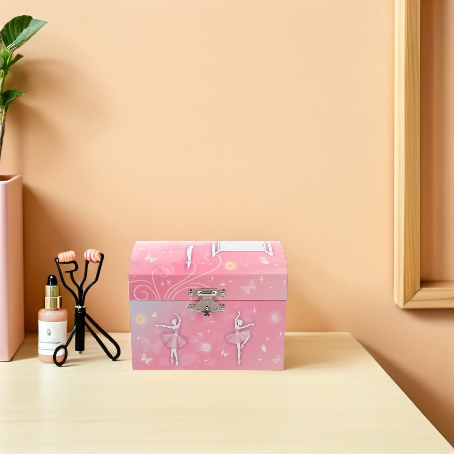 Joyero Musical Infantil con Bailarina Giratoria, Caja de Música con Espejo y Compartimentos Espaciosos, Organizador Seguro para Joyas, Obsequio de Cumpleaños y Navidad para Niñas