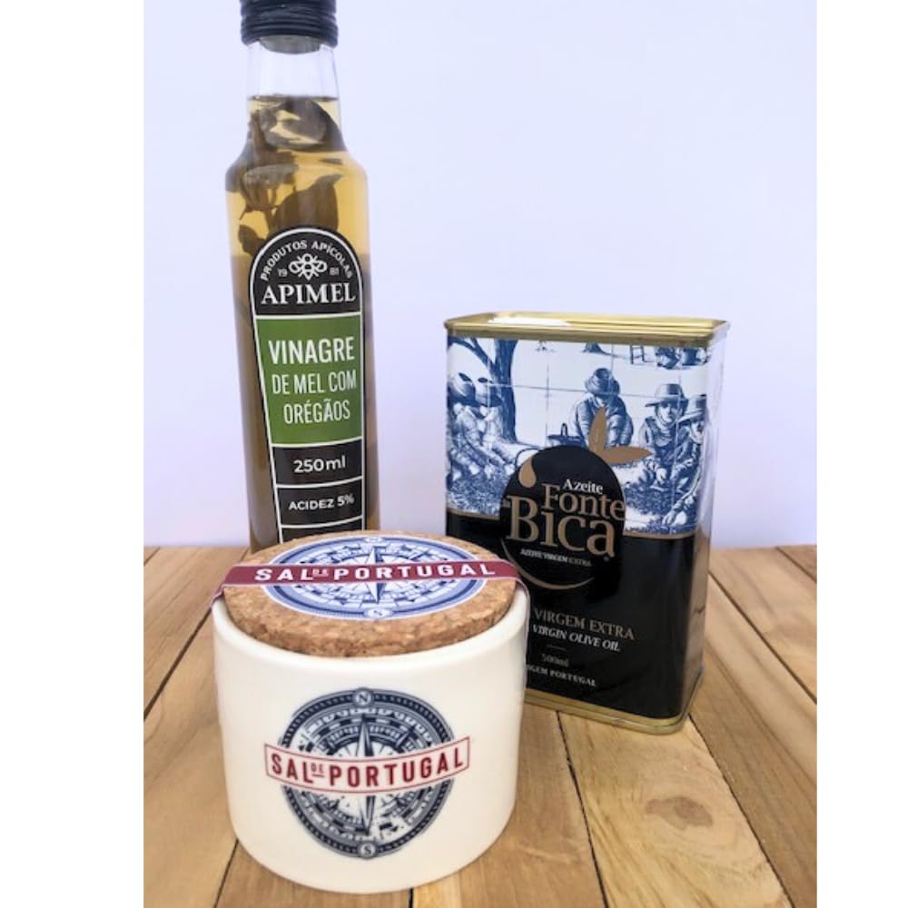 Box Emblemática – coffret gastronomique portugais : huile d’olive, vinaigre à l'origan, sardines, sel en pot de céramique, tartinade de thon, olives, marmelade – Produits d'épicerie fine – Idée cadeau
