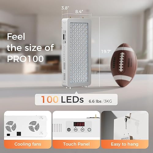 Miniatura 5 de BestQool Terapia de luz roja para cuerpo facial, terapia de luz roja infrarroja de 4 longitudes de onda, 100 LED de chip dual de grado élite, panel