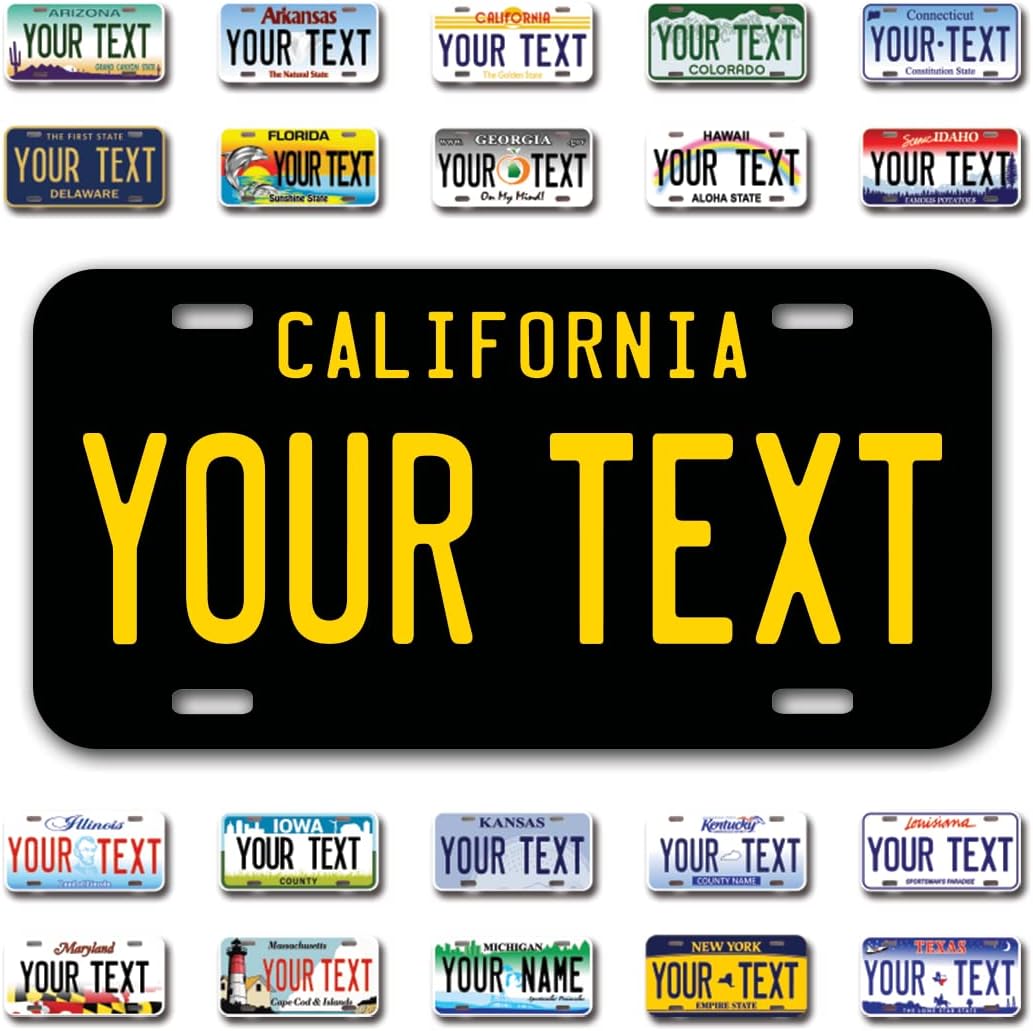 InkMyPlate Personalized California Black Car License Plate Choose