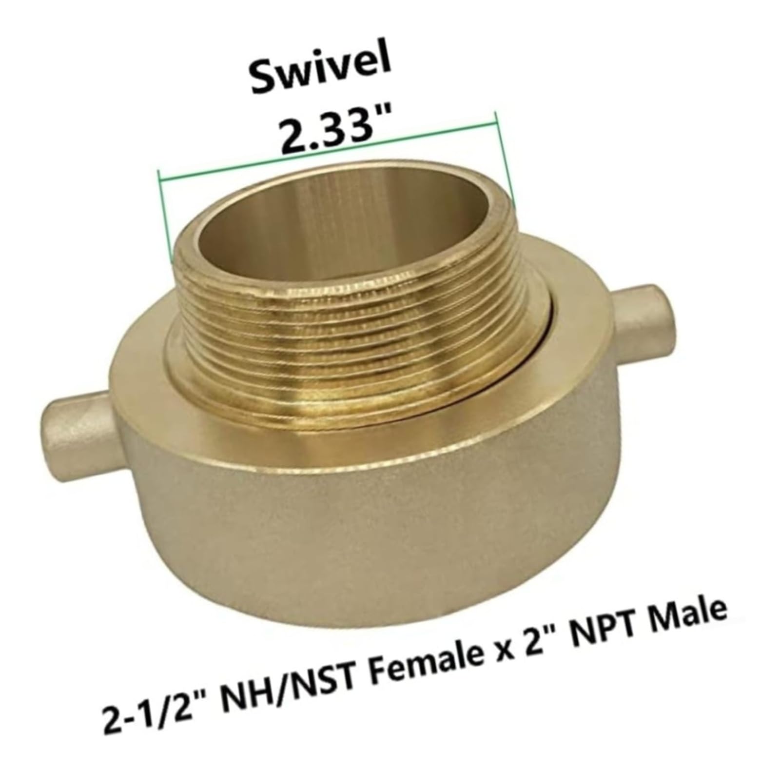 Adaptador de manguera for hidrante contra incendios, conector de latón NST hembra de 2-1/2" a macho NPT de 2" con giro for equipos contra incendios y sistemas de agua