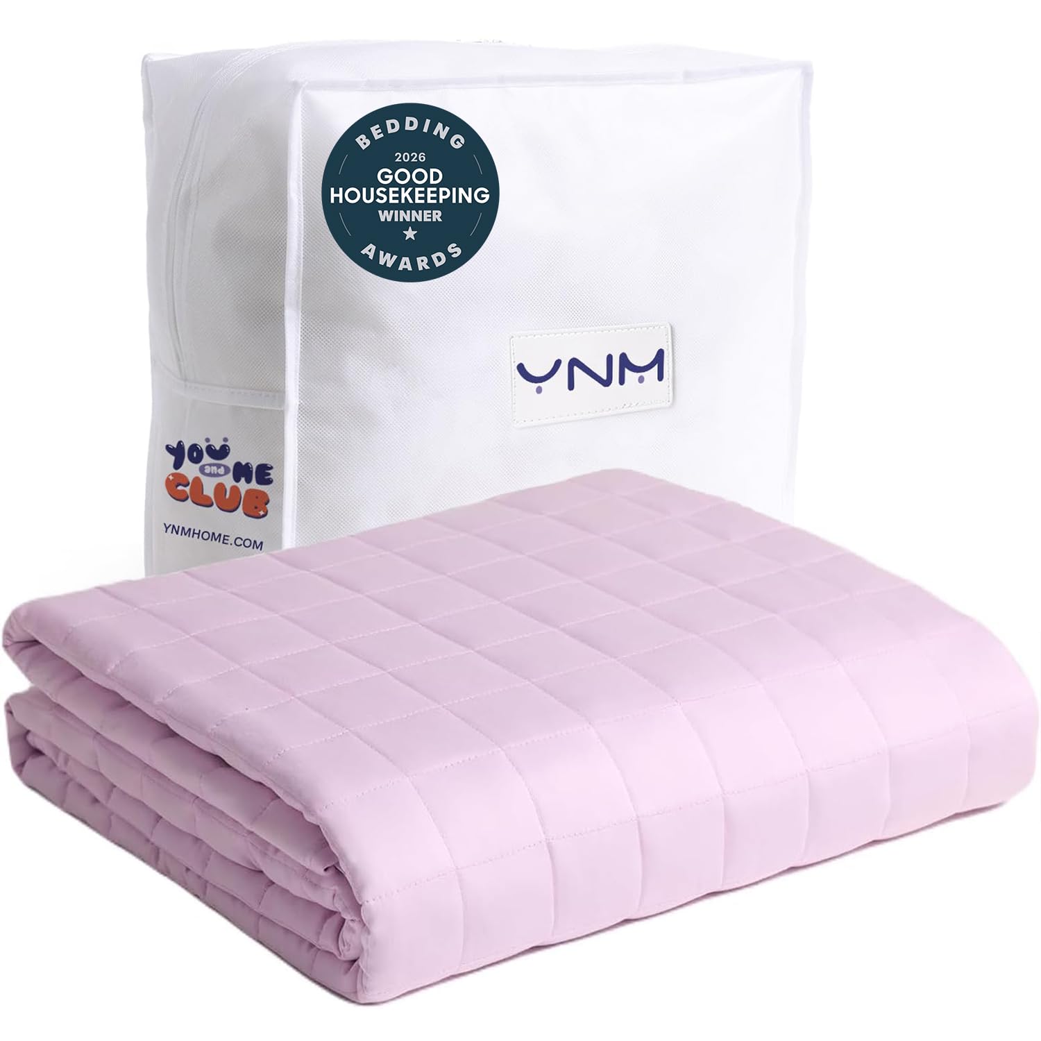 YnM Exclusive Weighted Blanket, Soothing Organic Long Stapled Cotton, Smallest Compartments, Bed Blanket for One Person of 140lbs, Ideal for Twin/Full Bed (48x72 Inches, 15 Pounds, Lavender)