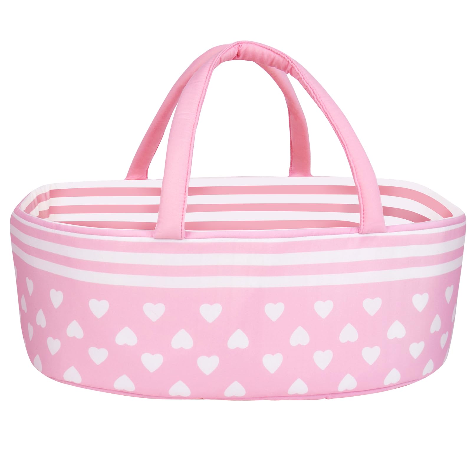 Reborn Baby Dolls Moisés plegable para muñecas de bebé, cama portadora de muñecas suave, accesorios con asa para muñecas de 17 a 22 pulgadas (rosa)