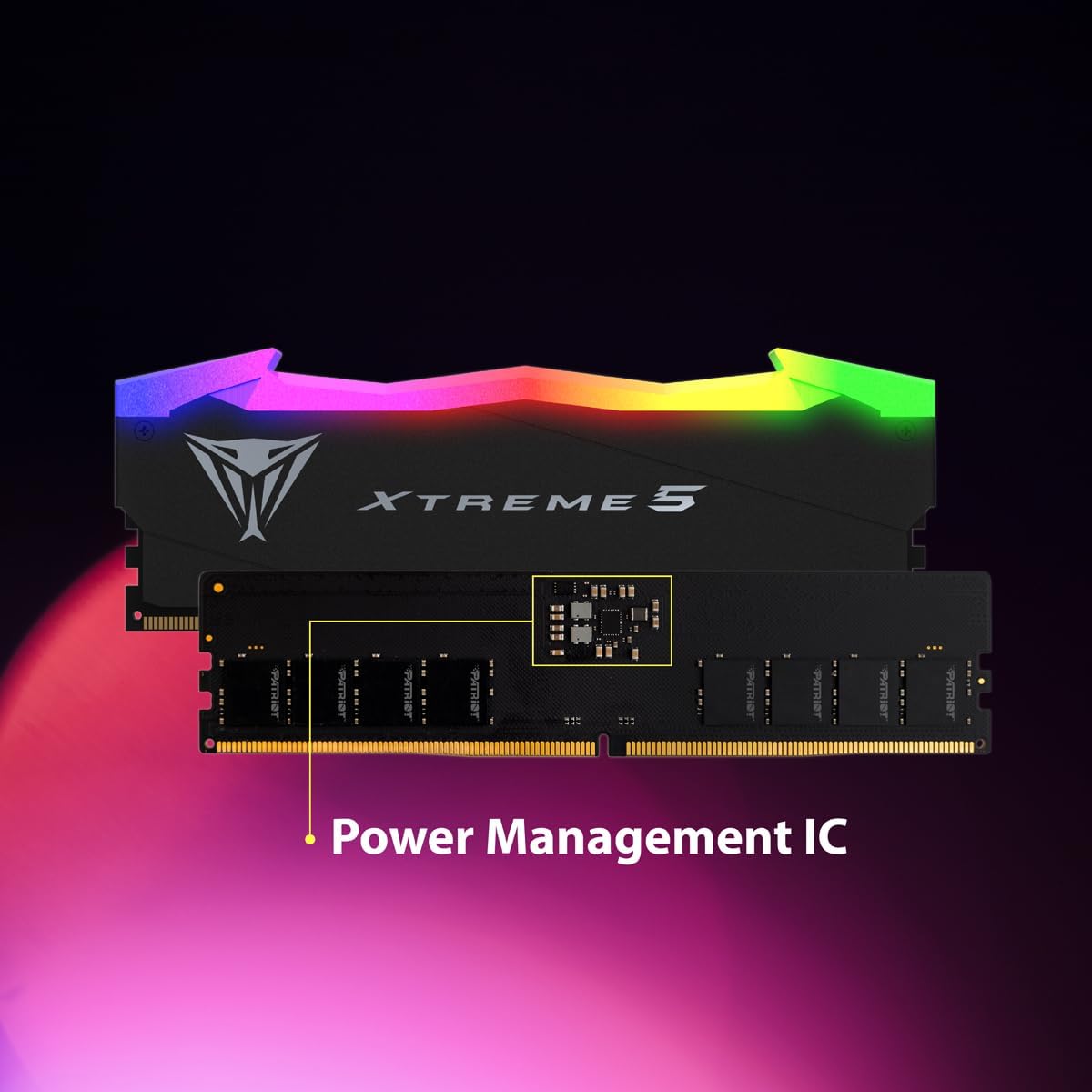 Patriot Viper Xtreme 5 RGB DDR5 RAM 32GB (2X16GB) 8000MHz CL38 1.45v UDIMM Desktop Gaming Memory Kit Compatible with Intel XMP - PVXR532G80C38K
