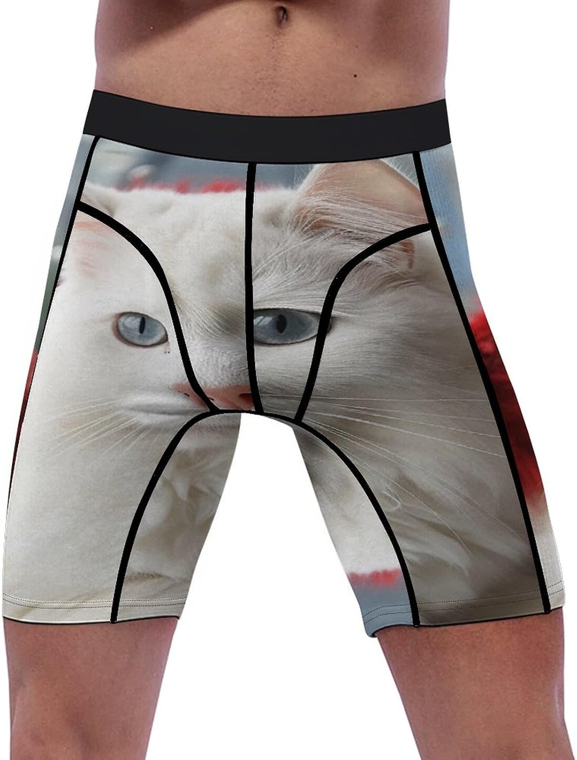 White Cat Compression Shorts Men Spandex Sport Shorts Workout Performance Baselayer Underwear