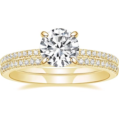 EAMTI 1.2CT 925 Sterling Silver Bridal Ring Sets Round CZ Engagement Promise Rings for Her Wedding Bands for Women Size 3-11