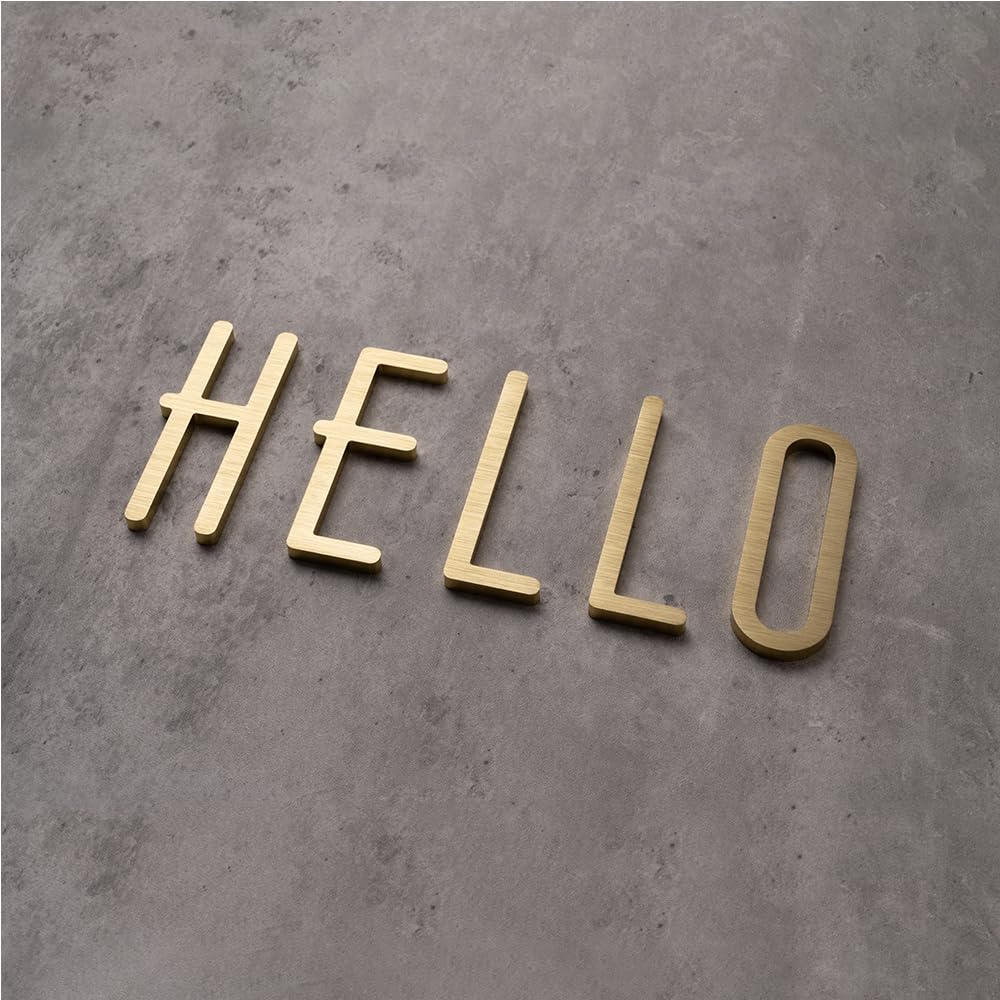 Amazon.co.jp: 【HELLO】 ゴールド 75mm 大文字 真鍮 t5mm 真鍮での