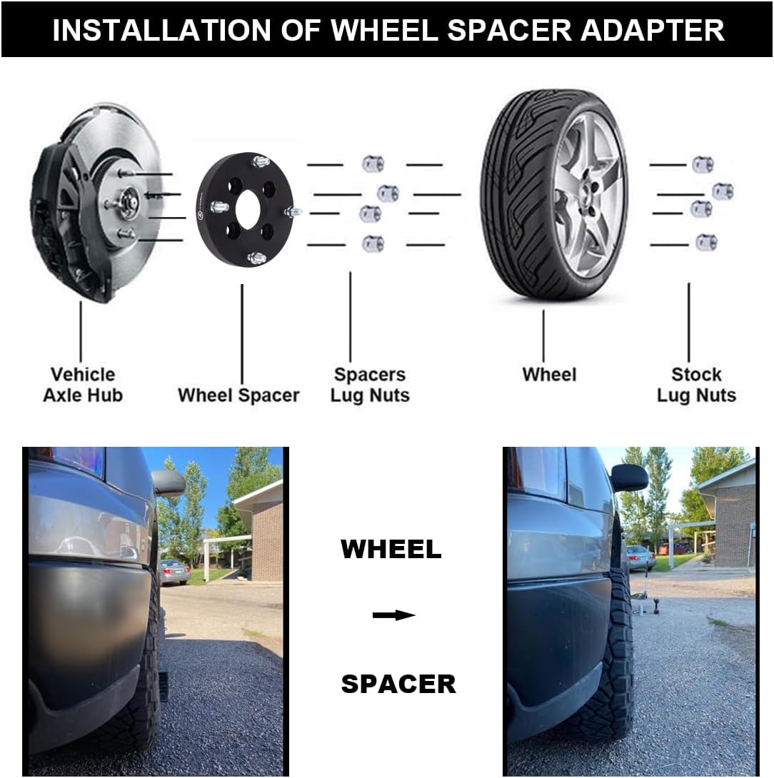 VLAOSCHI Black Forged 4x4 to 4x156 Wheel Adapters 1 Inch with M12x1.25 Studs Compatible with Yamaha Golf Cart to Polaris Rim - Pack of 2