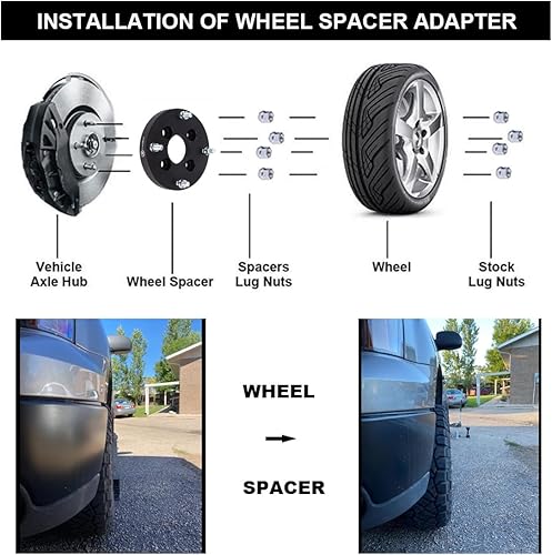 Miniatura 10 de VLAOSCHI Espaciadores de rueda ATV forjados negros de 4 x 110 a 4 x 156 de 1.5 pulgadas con pernos de 12 x 1.5 pulgadas, compatibles con