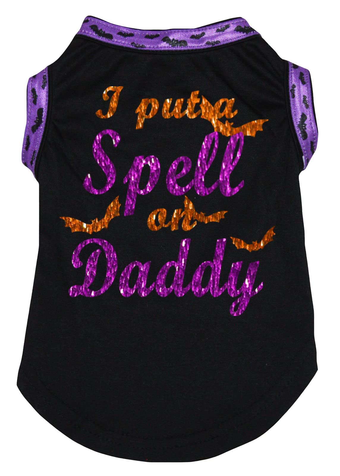 T-shirt pour chien I Put A Spell On Daddy noir taille L avec ourlet résistant