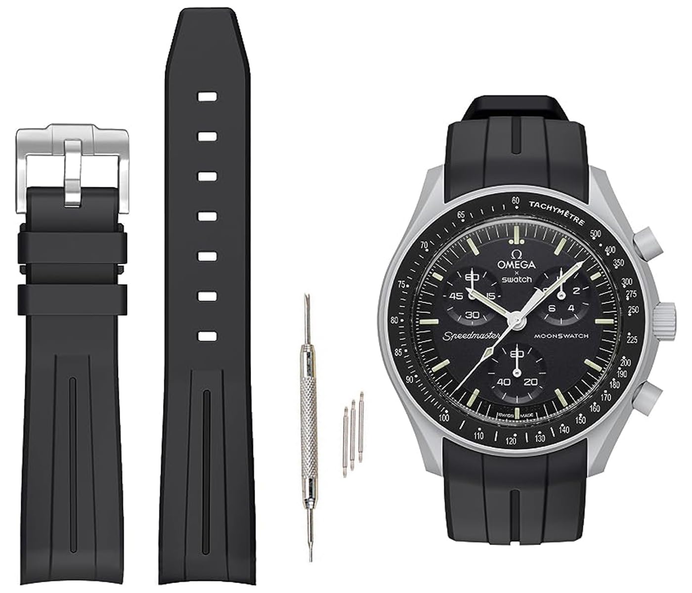 Strap for Omega x Swatch MoonSwatch/Rolex Watch/SEIKO Watch, Curved No Gap Silicone Strap,Rubber Watch Band for Omega X Swatch Moonswatch Speedmaster,20mm WatchReplacement Strap