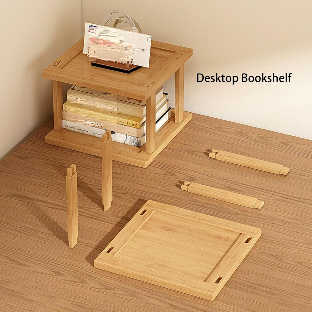 Generico Espositore Per La Casa, Libreria Da Scrivania In Legno A 2/3 Livelli, Organizzatore Di Libri Per Piccoli Spazi Salvaspazio(Brown,3-Tier 65x23x37cm)