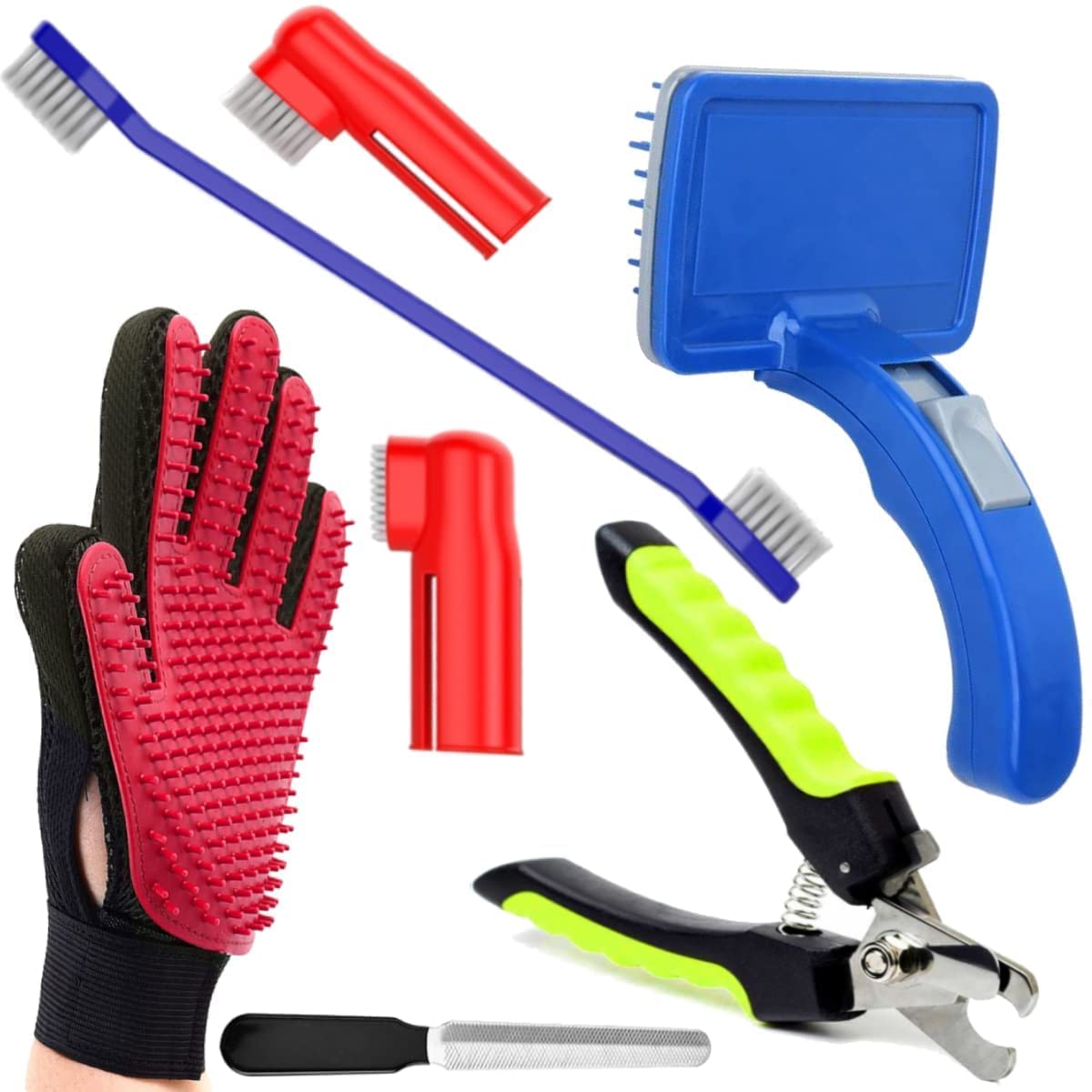 SPYNET Dog Grooming Kit - Dog Nail Clippers with Filer + Dog Toothbrush Kit + Dog Plastic Slicker Brush with Press Key for Puppies and Dogs + Pet Grooming Glove for Dog, Puppy, Cat (B0B1VM8HZP) Amazon Price History, Amazon Price Tracker
