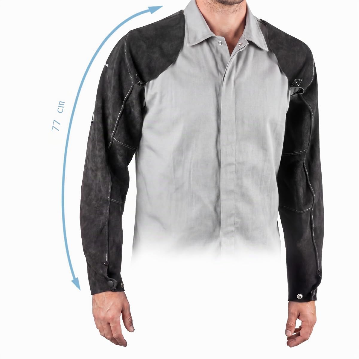 STAHLWERK Manches pour soudeurs | Manchettes pour soudeurs | Manchettes de protection pour soudeurs | Vêtements de protection pour soudeurs avec bretelles en cuir croûte de haute qualité