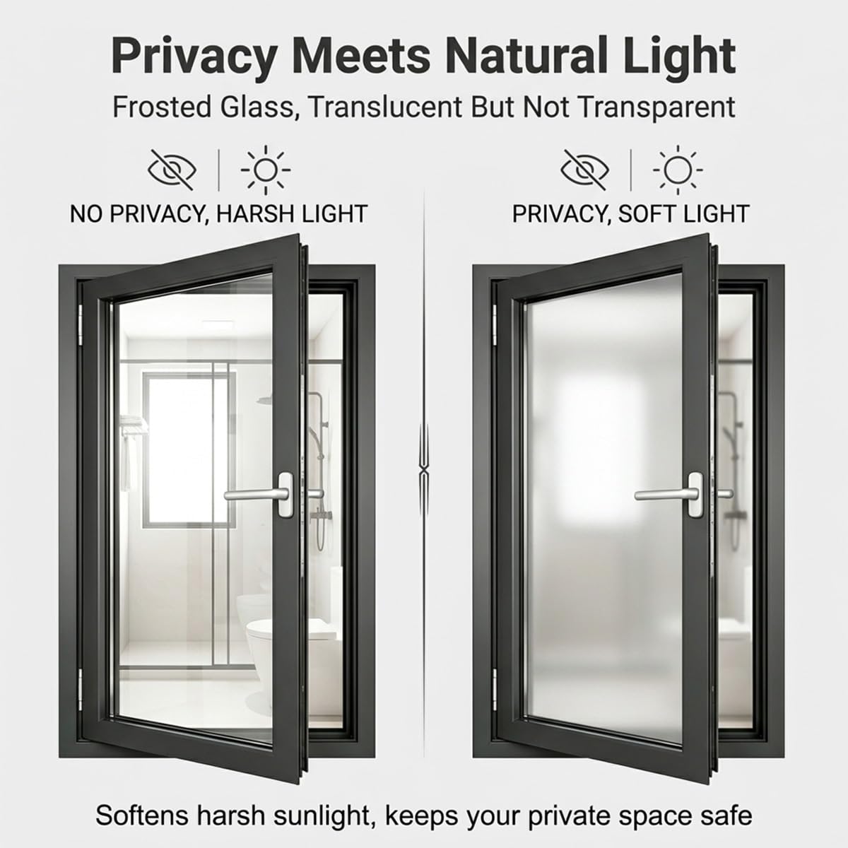 Ventana abatible de cristal esmerilado doble con marco de aluminio y mosquitero integrado,Ventana de privacidad para baño, sótano y cobertizo(White,22x17")