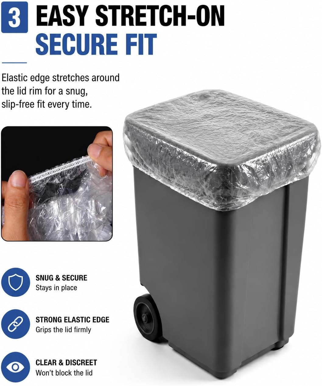 20pcs Disposable Trash Can Lid Cover, Trash can covers outdoor | Rain/Odor Barrierunder 27 inches for outdoor bins, garages, yards, kitchens, patios and curbside trash cans