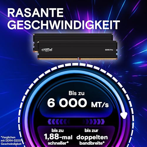 Crucial Pro RAM 48Go Kit (2x24Go) DDR5 6000MHz, Intel XMP 3.0 / AMD Expo, PC Mémoire - CP2K24G60C48U5 - 2