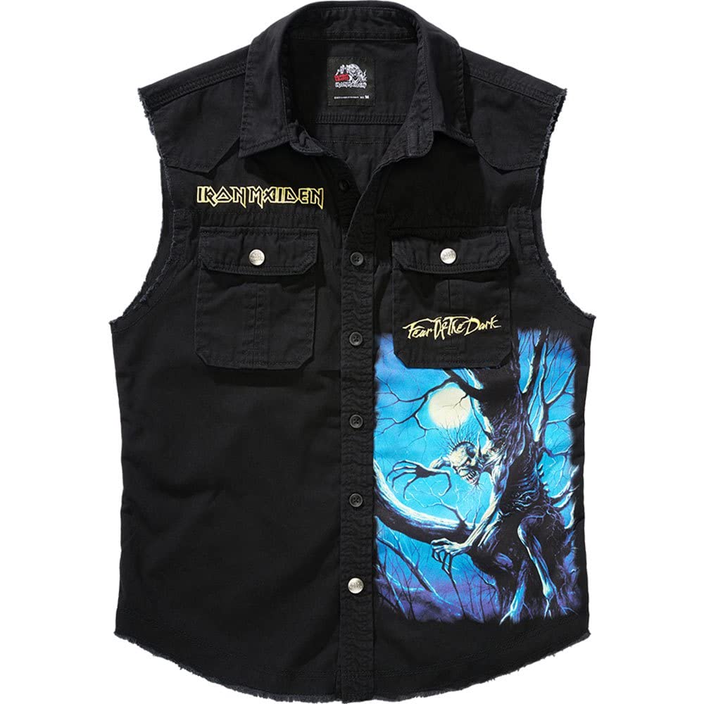T-shirt Vintage Iron Maiden Brandit - Motif The Number Of The Beast - Poches Poitrine - Coupe Décontractée Homme
