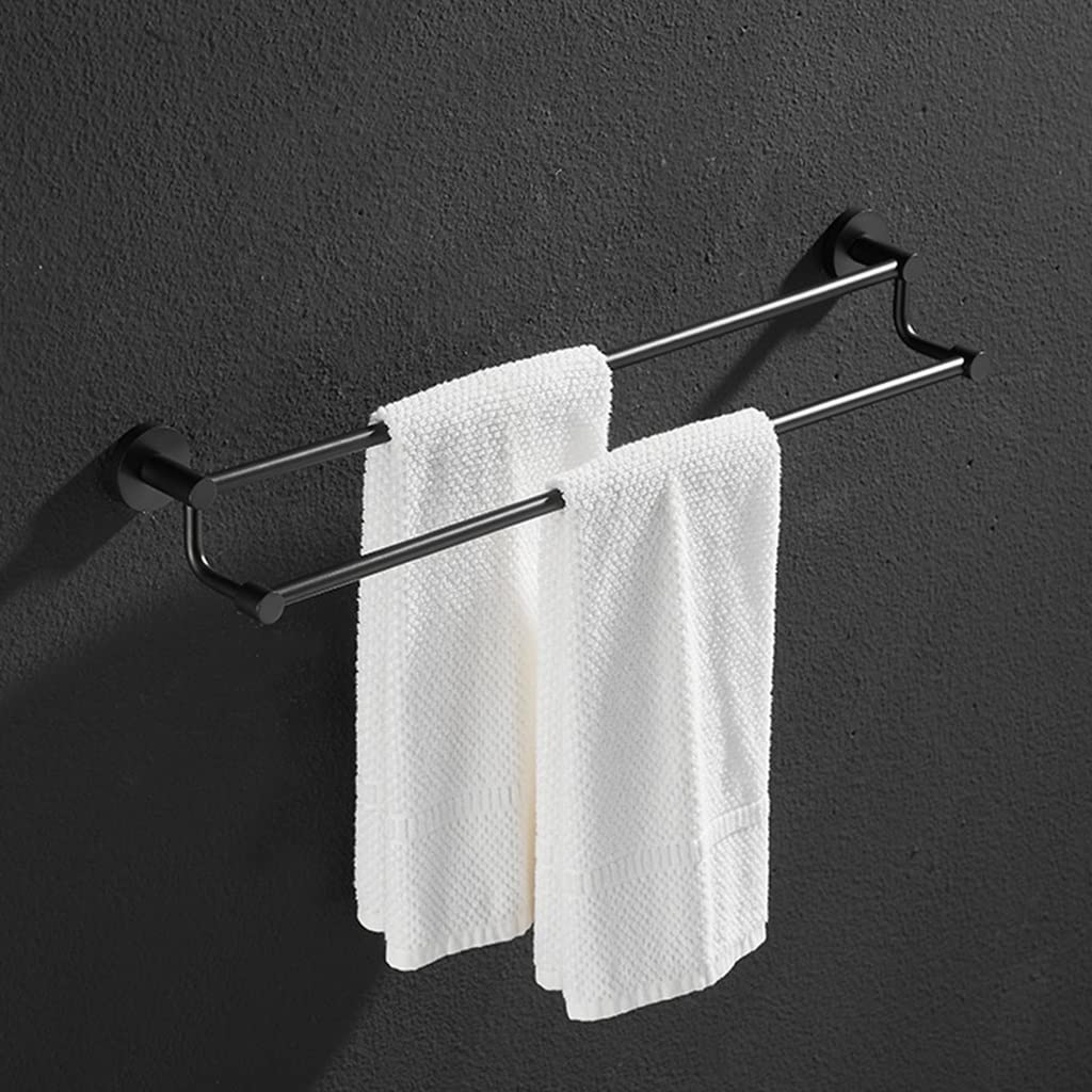 LMYSXAOZ Towel Rails Light All Copper Rack, Bar, Toilet Holder, Double-Bar Wall Hanging Rack Racks/Black 50Cm The New