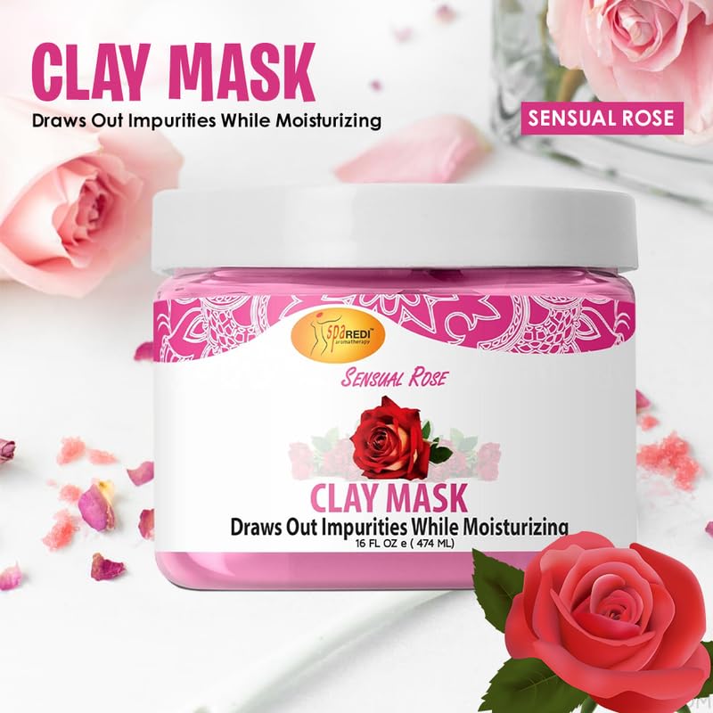 Miniatura 2 de SPA REDI - Máscara de arcilla, rosa sensual, 16 onzas - Pedicura, limpieza profunda corporal, purificación de poros de la piel, desintoxicante,