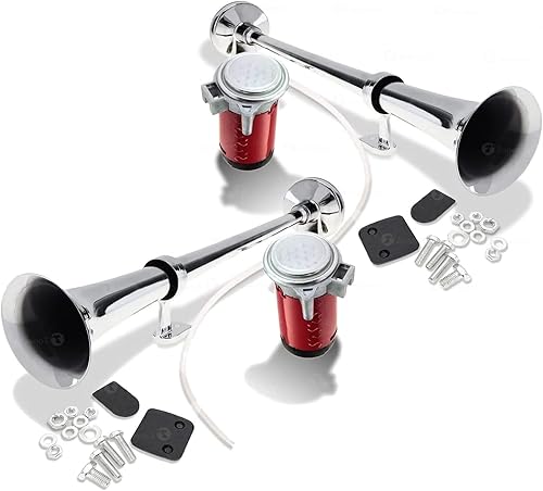 Zone Tech - Bocina de aire de trompeta individual de 12 V Relé de bocina de aire de trompeta única plateada de alta calidad incluido cromado +