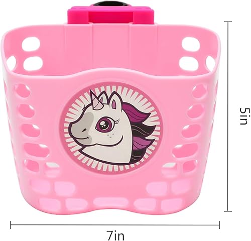 Miniatura 6 de Cesta de scooter para niños, accesorios para manillar delantero con 1 par de serpentinas y campana de bicicleta para niñas y niños, cesta para