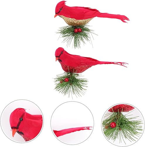 Miniatura 3 de Abaodam 4 piezas de Navidad rojo cardenal pájaro decoraciones de Navidad adornos de árbol de Navidad decoraciones de Navidad con clip en