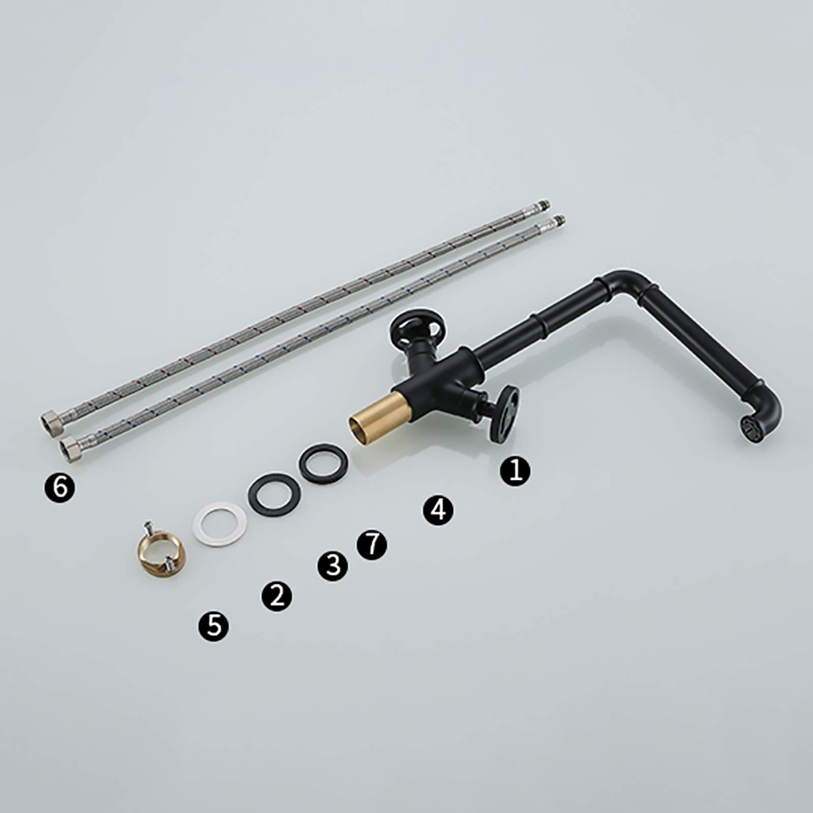 Rubinetto per lavello da cucina industriale girevole a 360° miscelatore caldo e freddo rubinetto monoblocco in ottone doppia maniglia finitura nera (colore: Cromo)