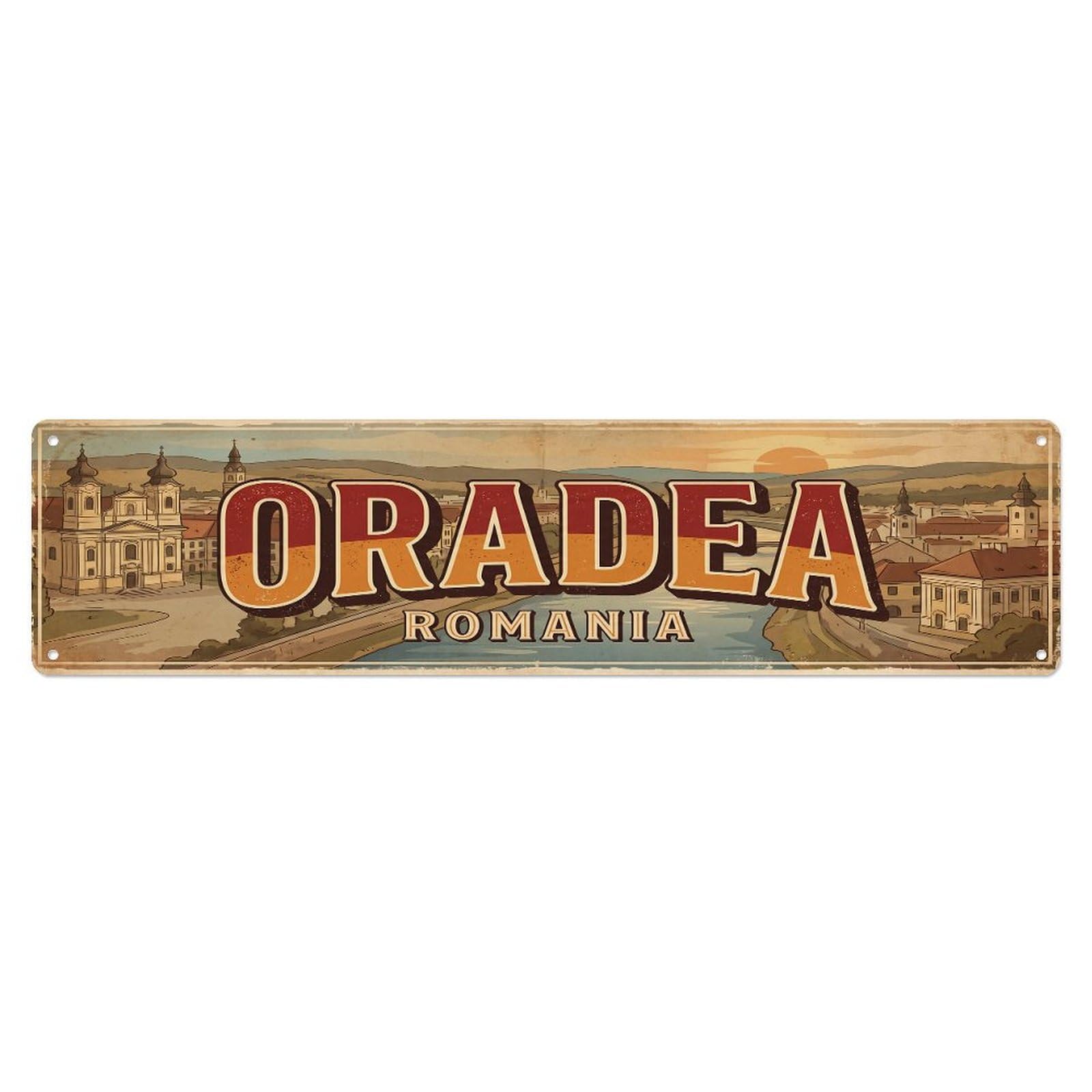 Retro Travel Romania Oradea Metal Tin Sign